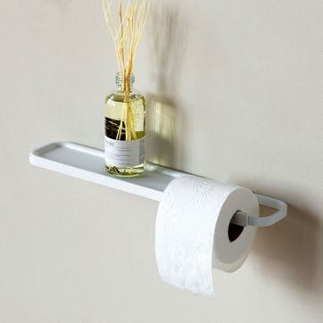 MindSet Toilet Roll Holder with Shelf , Mineral Fresh White
