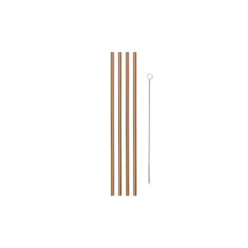 The Porter Set of 4 Metal Straws 25cm, Copper