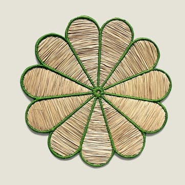 Conchita Set of 4 Woven Placemats D38cm, Vibrant Green
