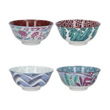 Exotic Set of 4 Bowls D15.5cm, Green