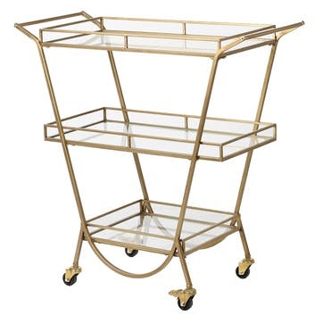 3 Tiered Drinks Trolley 91 x 90 x 39cm, Gold