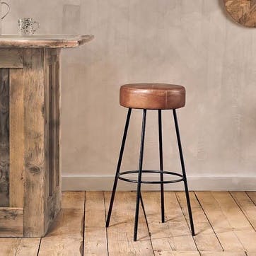 Veer  Leather Counter Stool H78cm, Aged Tan