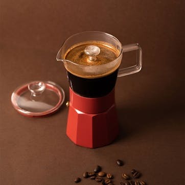 Verona Glass Espresso Maker 290ml, Red