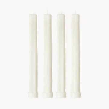 Roma Set of 4 Dinner Candles H27cm, Off White