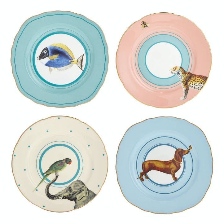 Colourful Animal Cake Plates, Mixed Set of 4