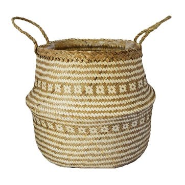 Seagrass Tribal, Lined Basket Small, White