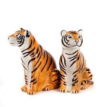 Tiger Salt & Pepper Shakers H9cm Orange