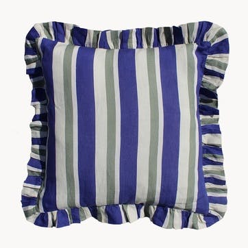 Stripe Cushion Cover, 60 x 60cm, Cobalt & Sea Green