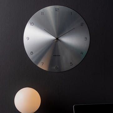 Dome Disc Wall Clock D40cm, Silver