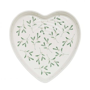 Mistletoe Heart Baking Dish D25cm White/Green