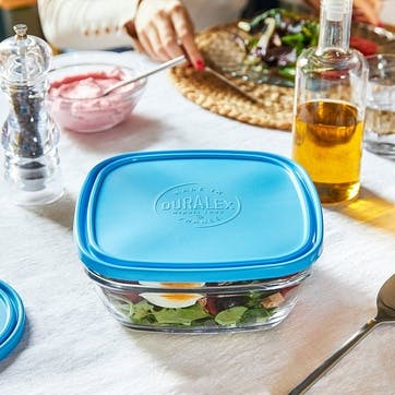 Freshbox Set of 3 Square Food Containers with Lids, Clear