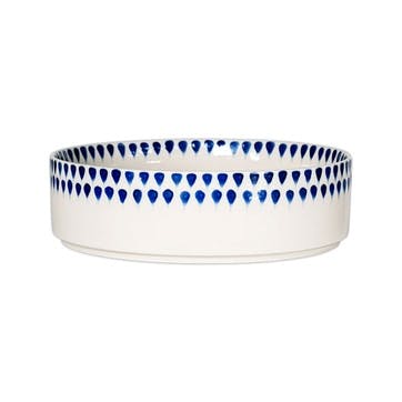 Indigo Drop Ceramic Pet Bowl D15cm, Cream