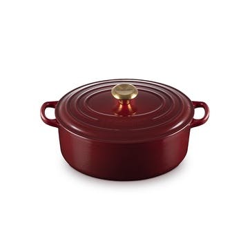 Signature Cast Iron Oval Casserole 27cm, Garnet