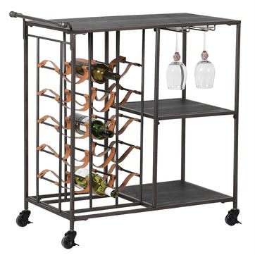 Metal Wine Rack and Trolley 85 x 80 x 45cm, Black