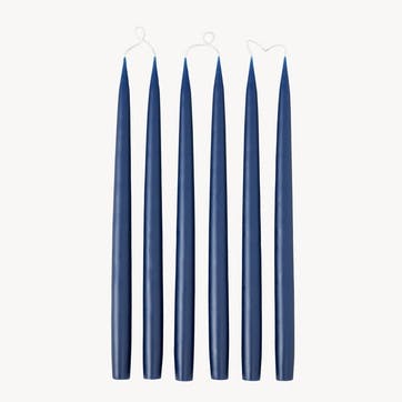 Set of 6 Tapered Dinner Candles H35cm, Navy Blue