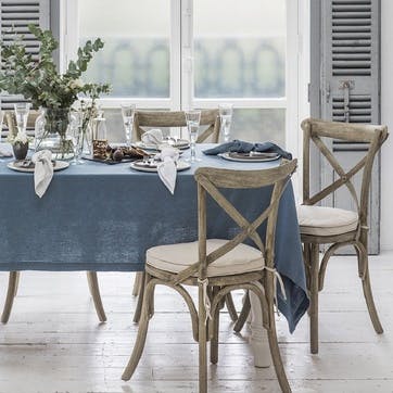 Mitered Hem Tablecloth, Parisian Blue, 140 x 180cms