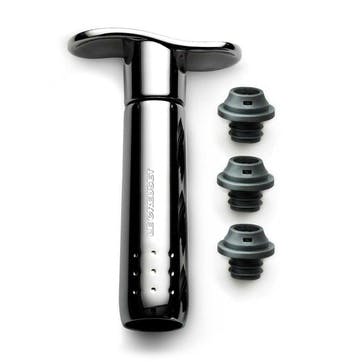 Wine Pump with 3 Stoppers; Black Nickel