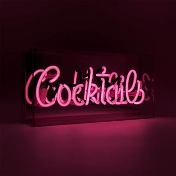 Neon Box Cocktails Glass Sign H38 x W19cm, Pink