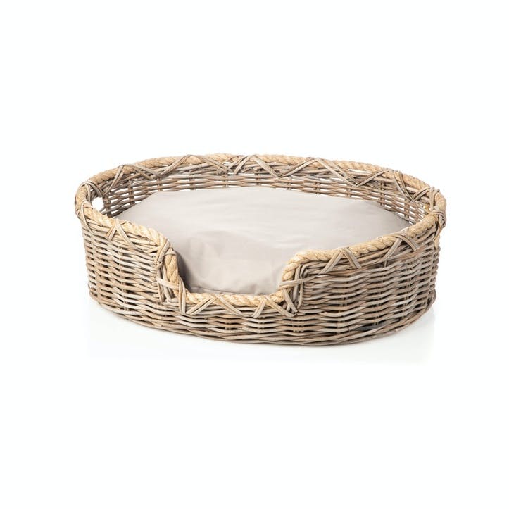 Rattan Oval Dog Basket, M