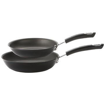 Total Anodised Non-Stick Frying Pan Set 22cm & 28cm, Black