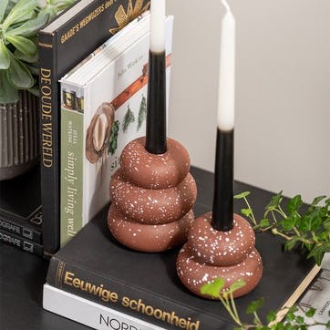 Speckle Rings Candle Holder H7.5cm, Clay Brown