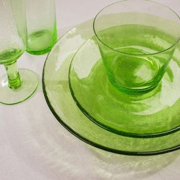 Recycled Set of 2 Glass Plates D26.5cm, Malachite Green