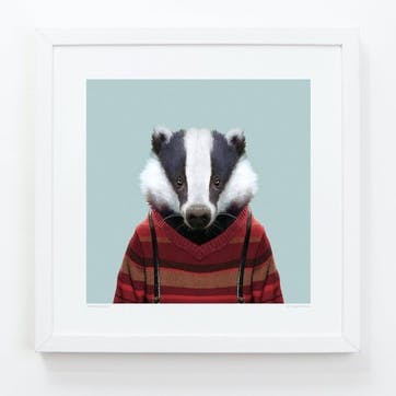 Zoo Portrait Print Badger, 33cm x 33cm
