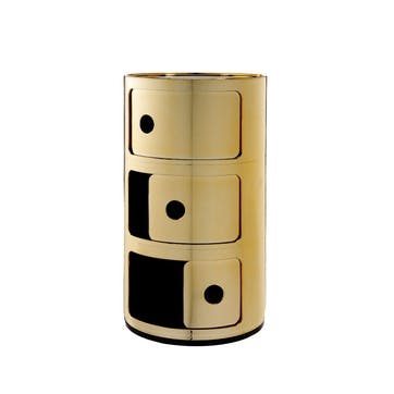 Componibili, 3 Door Cabinet, Gold