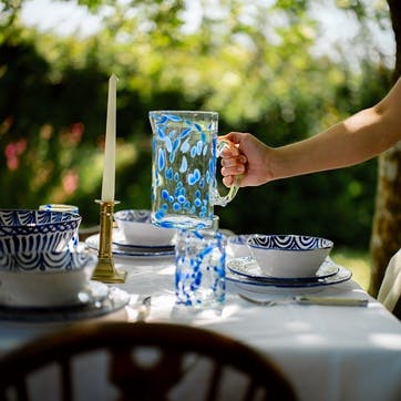 Azul Hand Made Glass Jug/Pitcher 1L, Blue