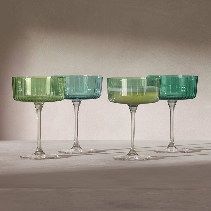 Gems Set of 4 Champagne/Cocktail Glasses 230ml, Jade