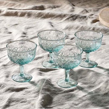 Karala Set of 4 Recycled Glass Champagne Glasses, Clear