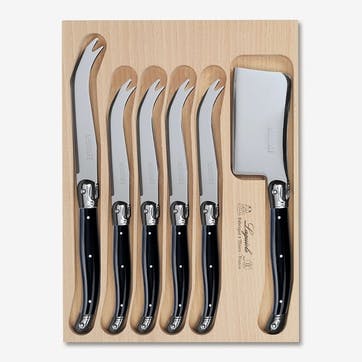 6 Piece Cheese Knife in Tray , Black