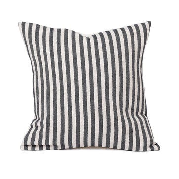 Harbour Stripe Cushion -  60cm; Graphite & Ecru,