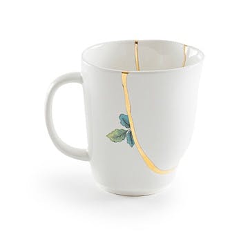 Mug, H9 x D8.5cm, Seletti, Kintsugi - No1, white/gold