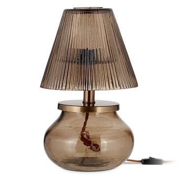 Dimalai Recycled Glass Table Lamp H26cm, Brown Smoke