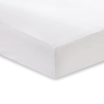 400Tc Cotton Sateen Double Fitted Sheet, White