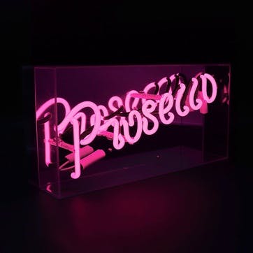 Neon Box Prosecco Glass Sign H38 x W19cm, Pink