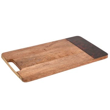 Rectangular Serving Board with Tortoise Shell Resin Edge, Brown