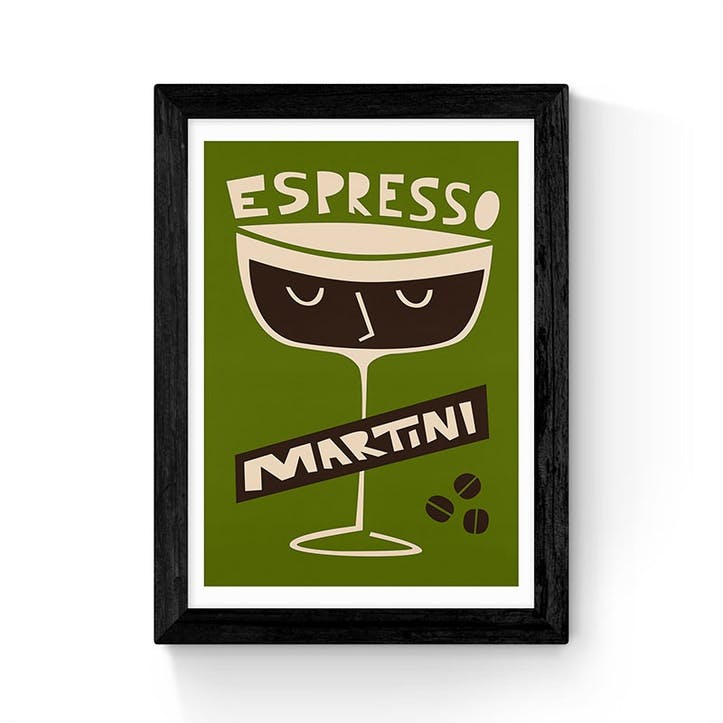 Fox and Velvet Espresso Martini Art Print H44 x W35.5cm, Green