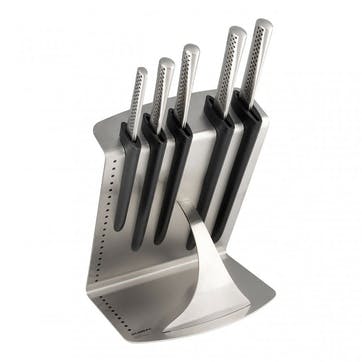 Ukon 6 Piece Knife Block Set , Silver