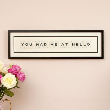You Had Me At Hello Large Frame W79 x H24cm, Black