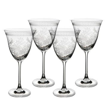 Botanic Garden Crystal Wine Glasses, Set of 4