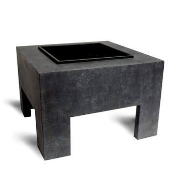 Outdoor Square Firebowl & Square Console, Granite