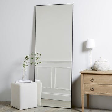 Rectangular mirror, H189 x W74 x D2.5cm, The White Company, Chiltern, black