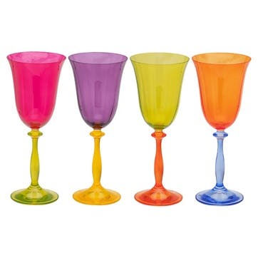 Colourblock Set of 4 Wine Glasses, Multi