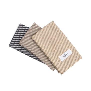 Piqué Set of 3 Kitchen Cloths 35 x 30 cm, Earth