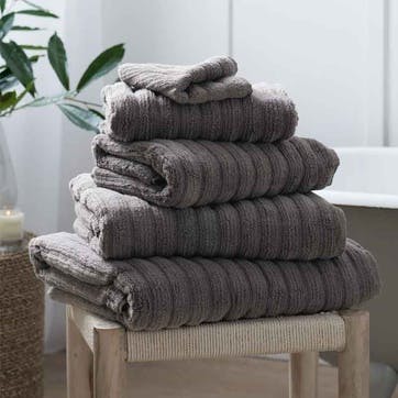 Hydrocotton Ribbed Towel, Bath Towel, Slate