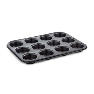 Precision Plus 12 Hole Deep Muffin Tin , Black