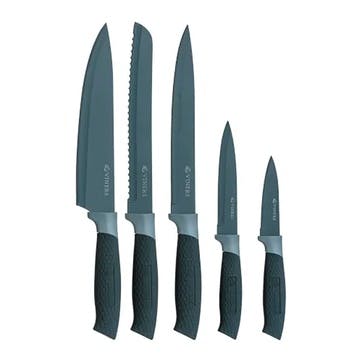 Horizon 6 Piece Knife Block , Grey