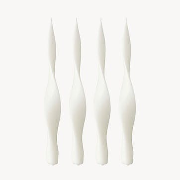 Ribbon Set of 4 Dinner Candles H30cm, White